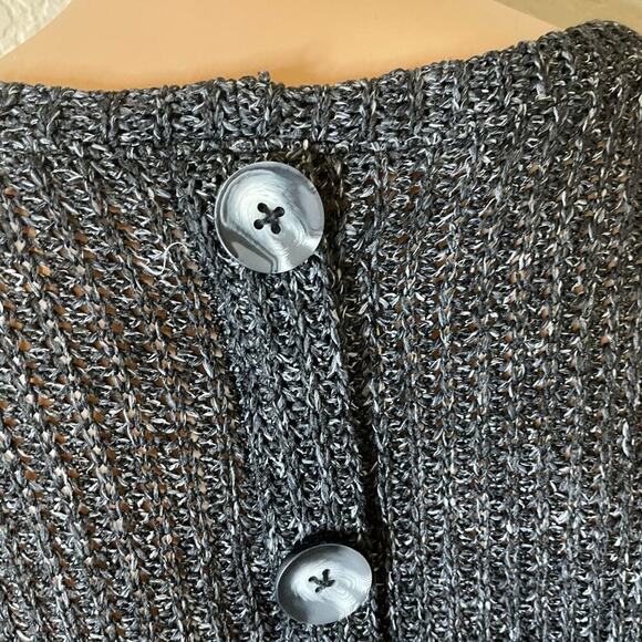 Haute Project sweater knit black & gray sweater long sleeve back button SZ S - Picture 4 of 12